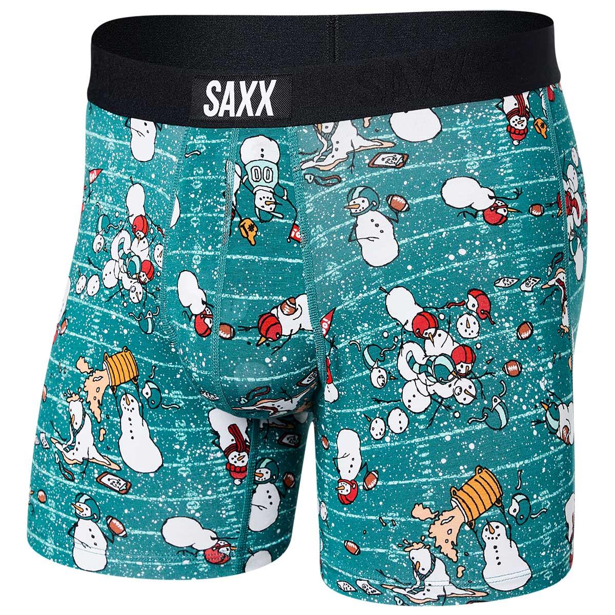 Saxx Vibe Boxer Brief Men's in Gridiron Snowman Green